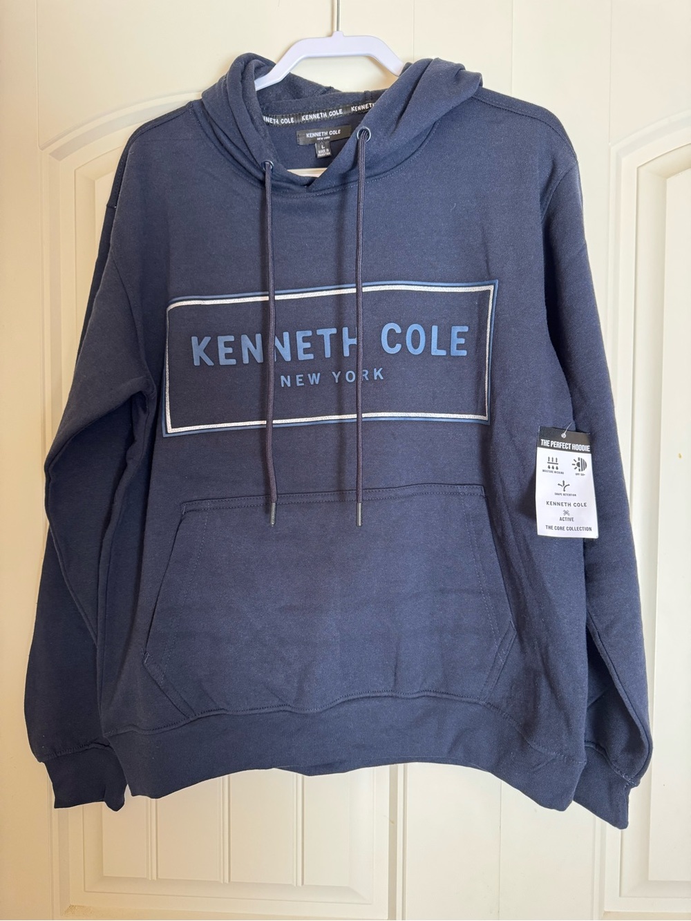 Kenneth Cole Navy Logo Crewneck Hoodie